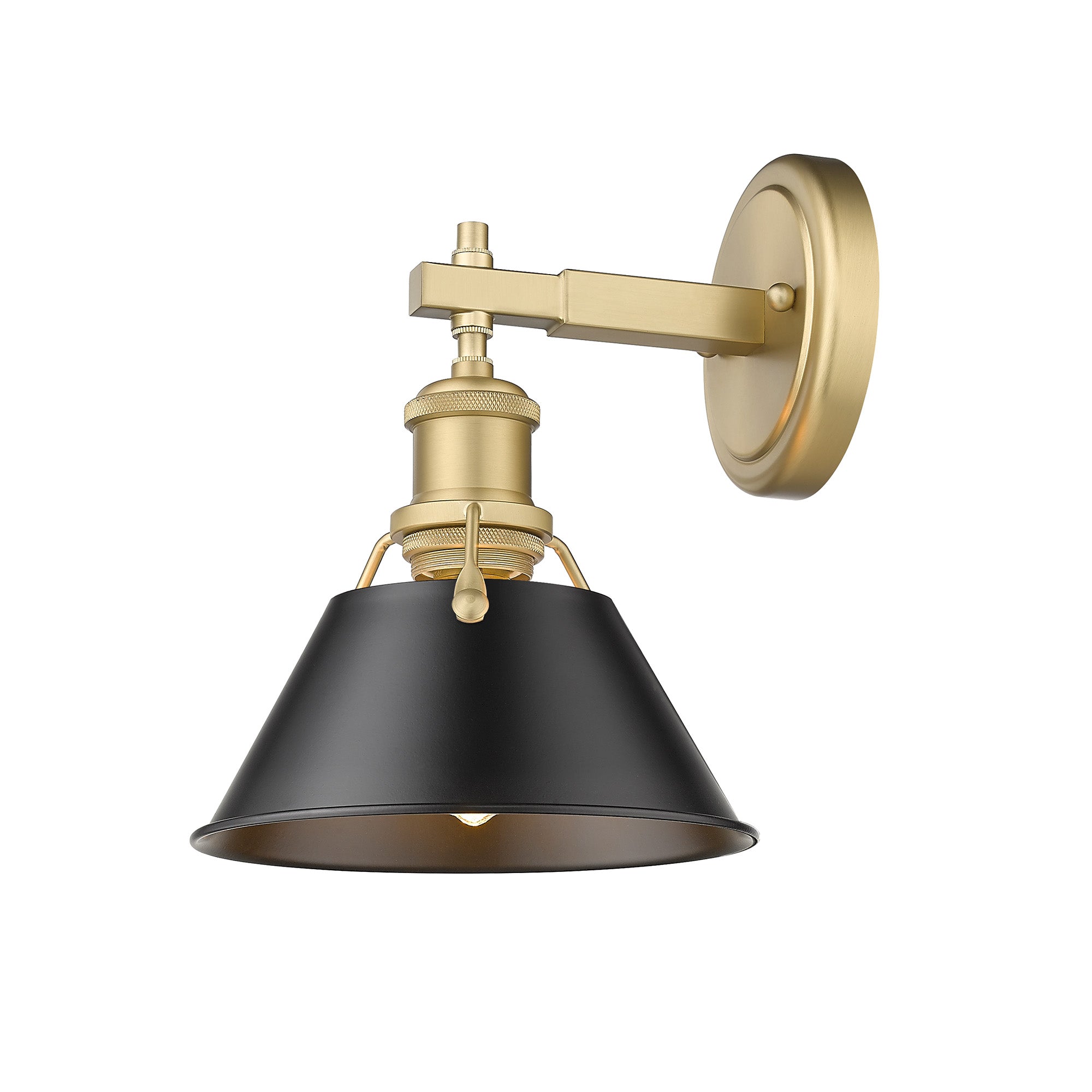 Yep by Golden Lighting Orwell 1-light Vanity in Brushed Champagne Brass and Matte Black shade - - Golden Lighting