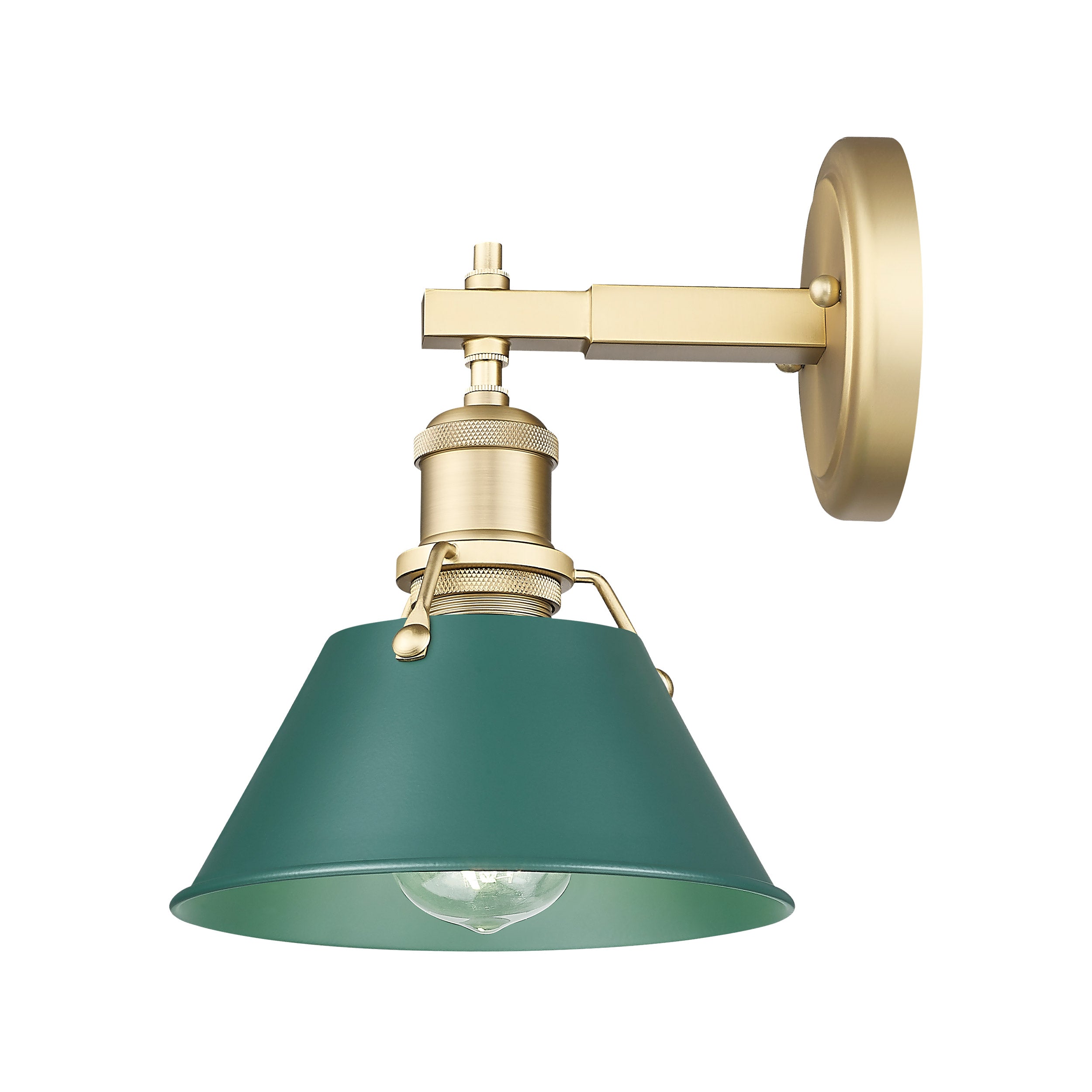 Yep by Golden Lighting Orwell 1-light Vanity in Brushed Champagne Brass and Pine Green shade - - Golden Lighting