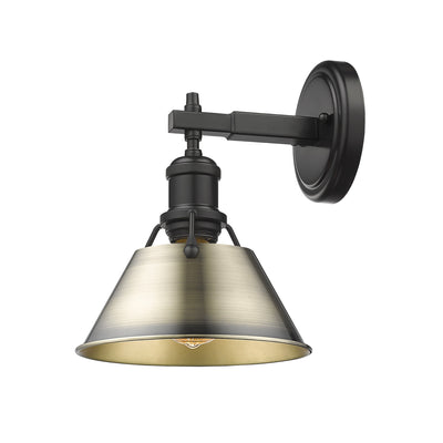 Yep by Golden Lighting Orwell 1-light Vanity in Matte Black and Aged Brass shade - - Golden Lighting
