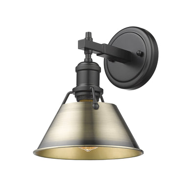 Yep by Golden Lighting Orwell 1-light Vanity in Matte Black and Aged Brass shade - Default Title - Golden Lighting