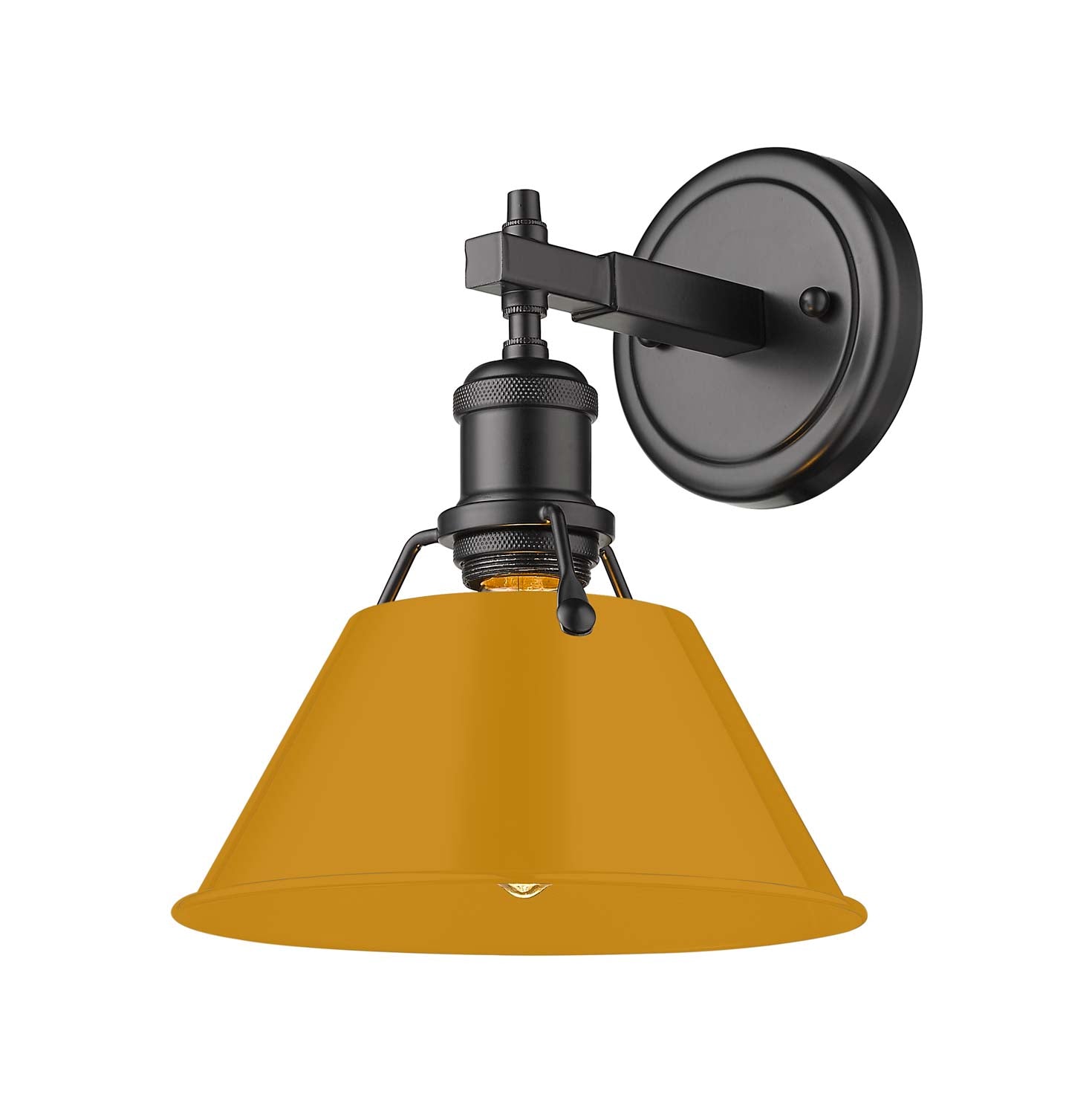 Yep by Golden Lighting Orwell 1-light Vanity in Matte Black and Auric Yellow shade