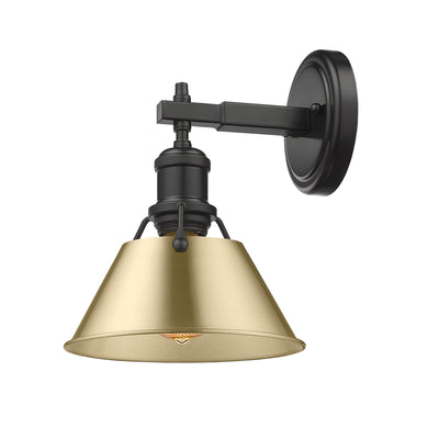 Yep by Golden Lighting Orwell 1-light Vanity in Matte Black and Brushed Champagne Brass shade - - Golden Lighting
