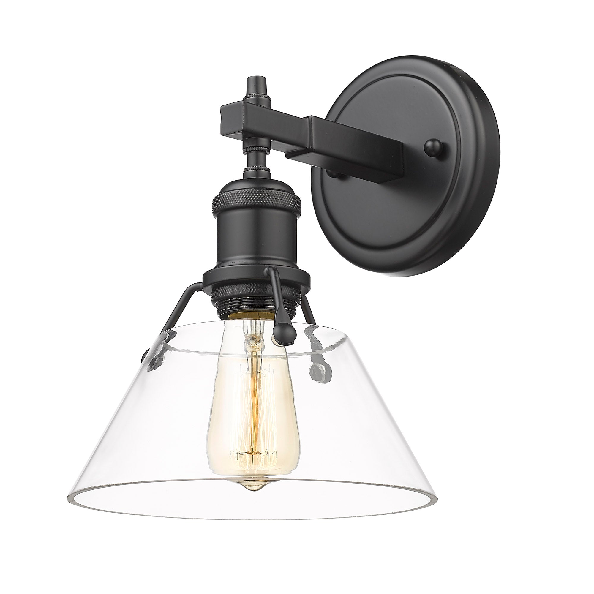 Orwell 1-Light Bath Vanity in Matte Black with Clear Glass - - Golden Lighting