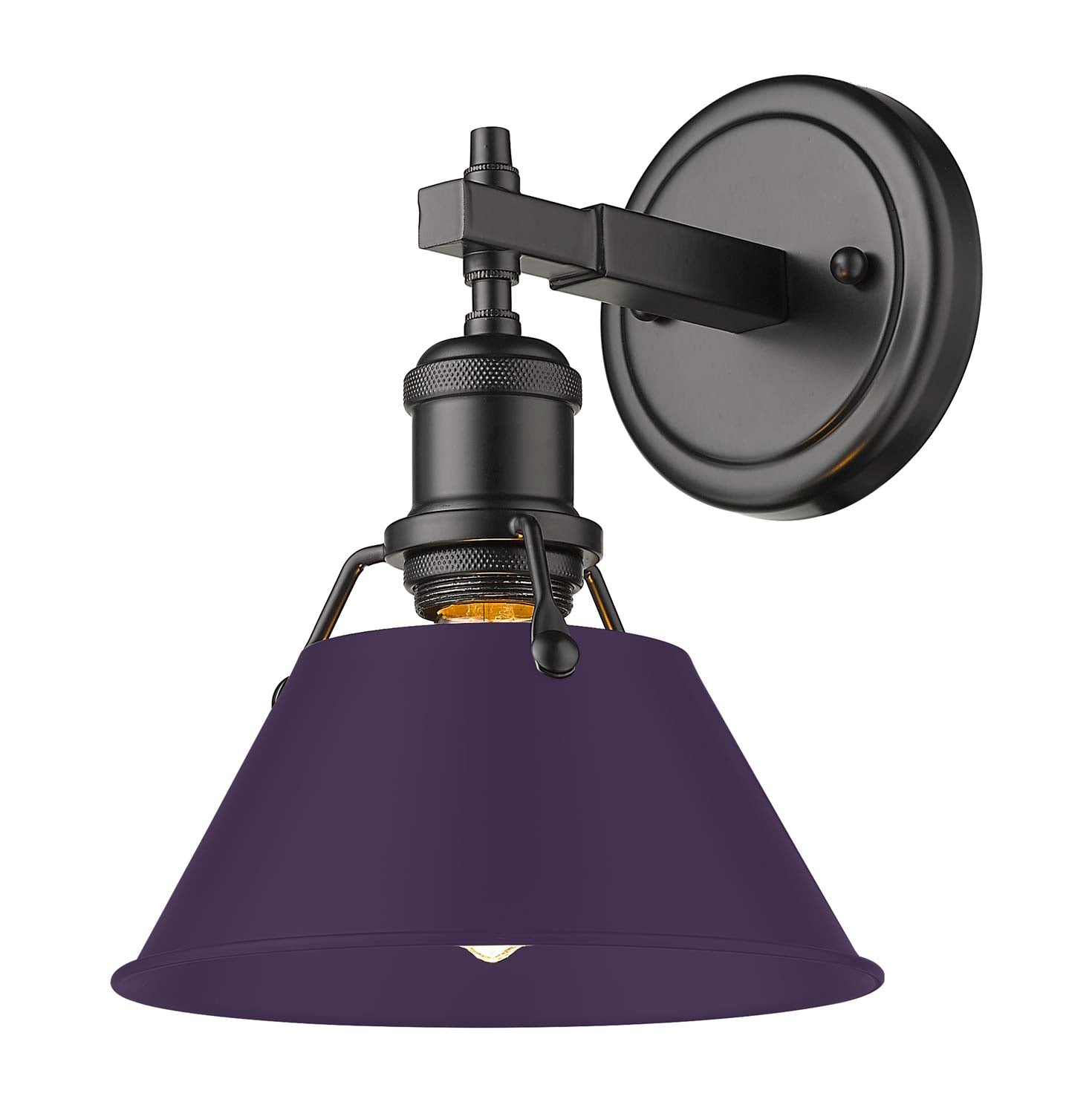 Yep by Golden Lighting Orwell 1-light Vanity in Matte Black and Exotic Purple shade