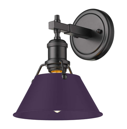 Yep by Golden Lighting Orwell 1-light Vanity in Matte Black and Exotic Purple shade