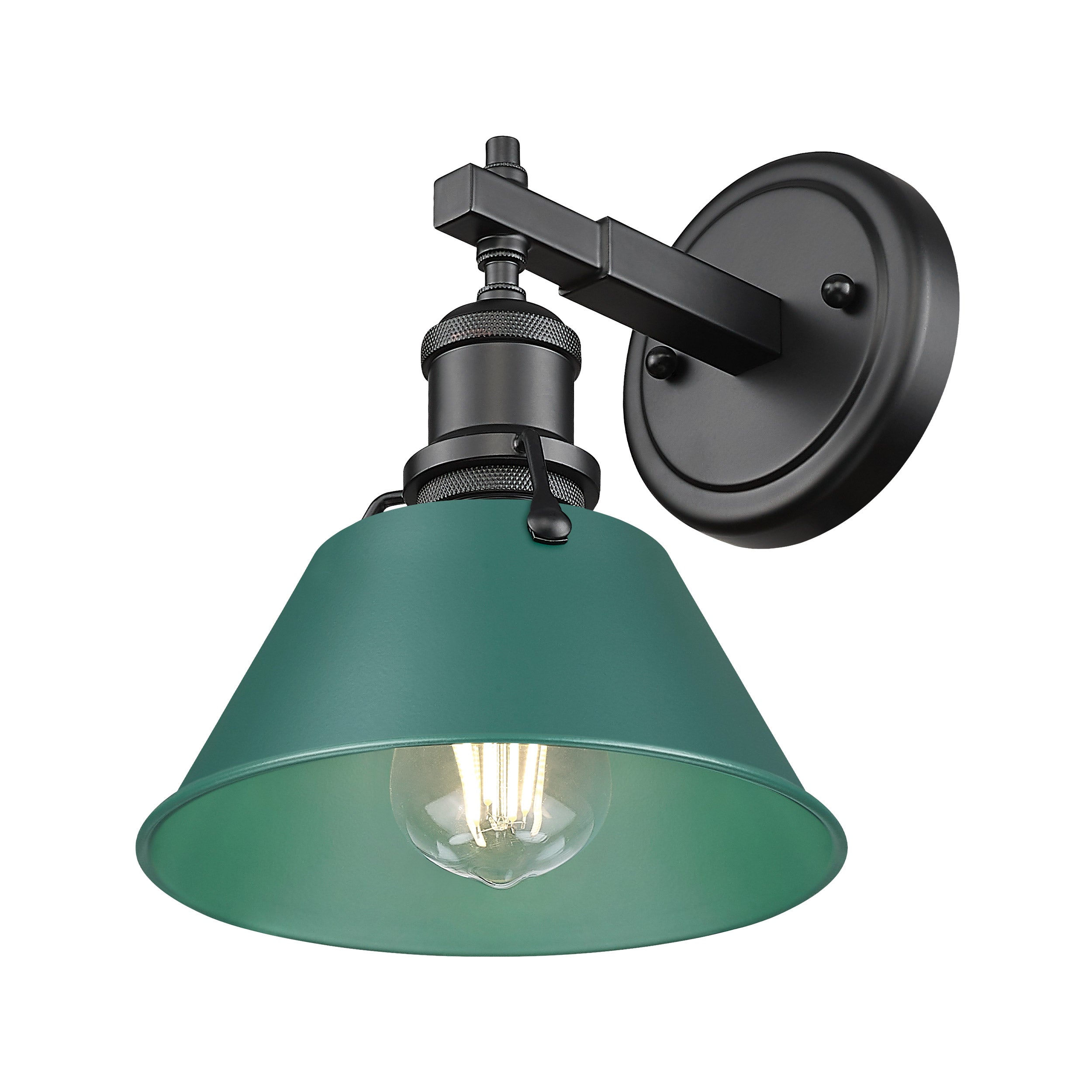 Yep by Golden Lighting Orwell 1-light Vanity in Matte Black and Pine Green shade