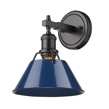 Orwell 1-Light Bath Vanity in Matte Black with Matte Navy - Matte Black / Matte Navy / Blue - Golden Lighting