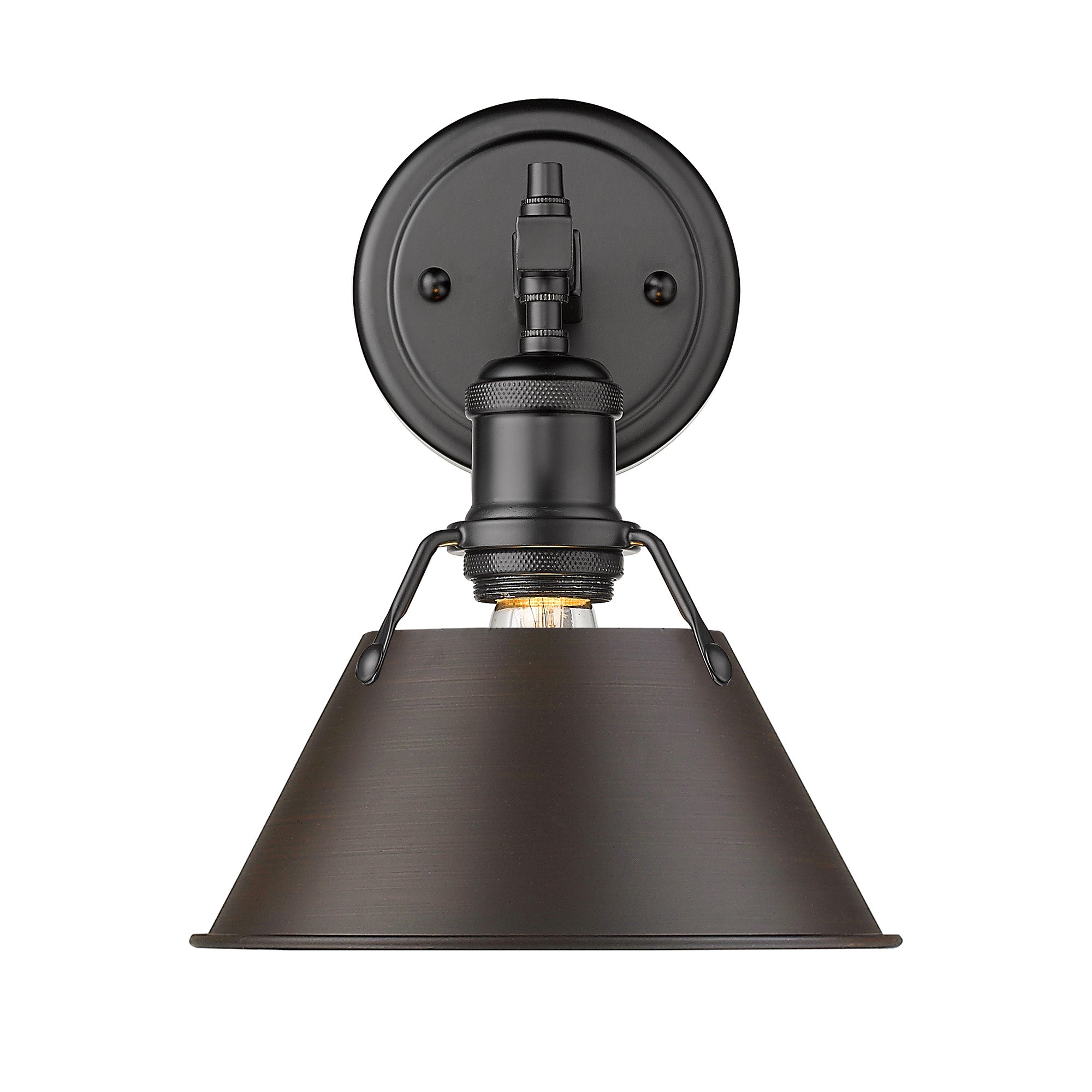 Orwell 1-Light Bath Vanity in Matte Black with Rubbed Bronze - - Golden Lighting