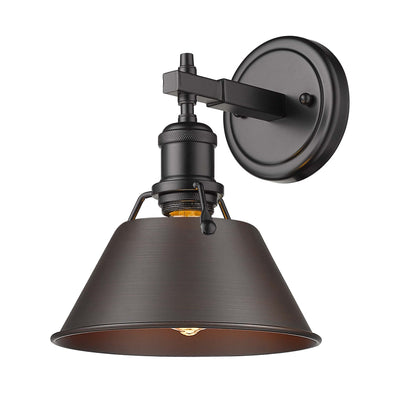 Yep by Golden Lighting Orwell 1-light Vanity in Matte Black and Rubbed Bronze shade - Default Title - Golden Lighting