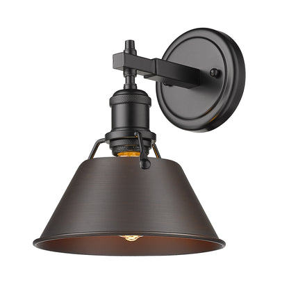 Orwell 1-Light Bath Vanity in Matte Black with Rubbed Bronze - Matte Black / Rubbed Bronze / Bronze - Golden Lighting