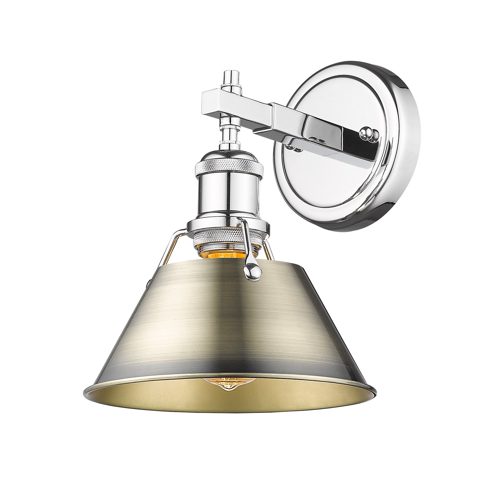 Orwell 1-Light Bath Vanity in Chrome with Aged Brass - - Golden Lighting