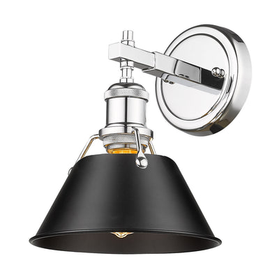 Yep by Golden Lighting Orwell 1-light Vanity in Chrome and Matte Black shade - Default Title - Golden Lighting