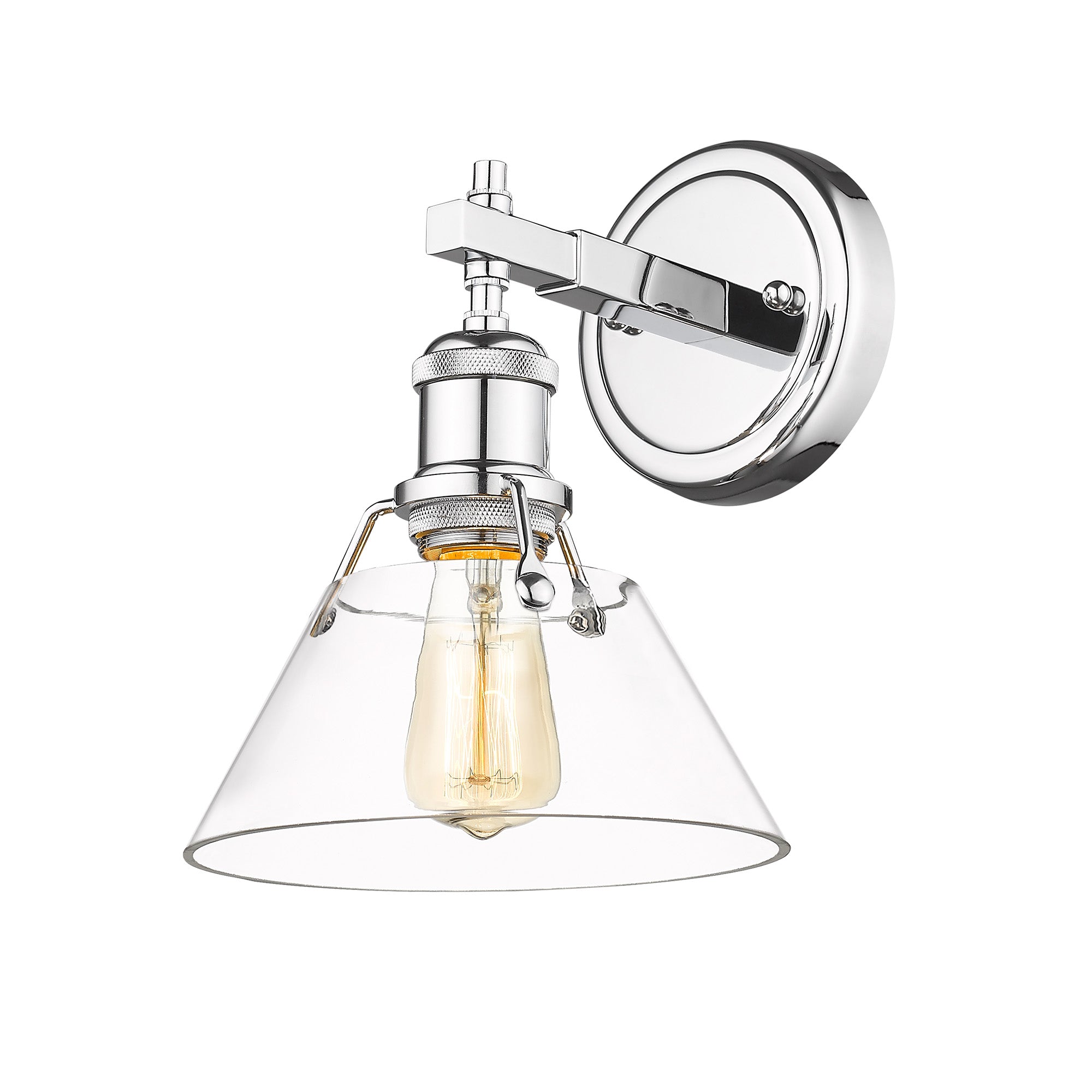 Orwell 1-Light Bath Vanity in Chrome with Clear Glass - - Golden Lighting