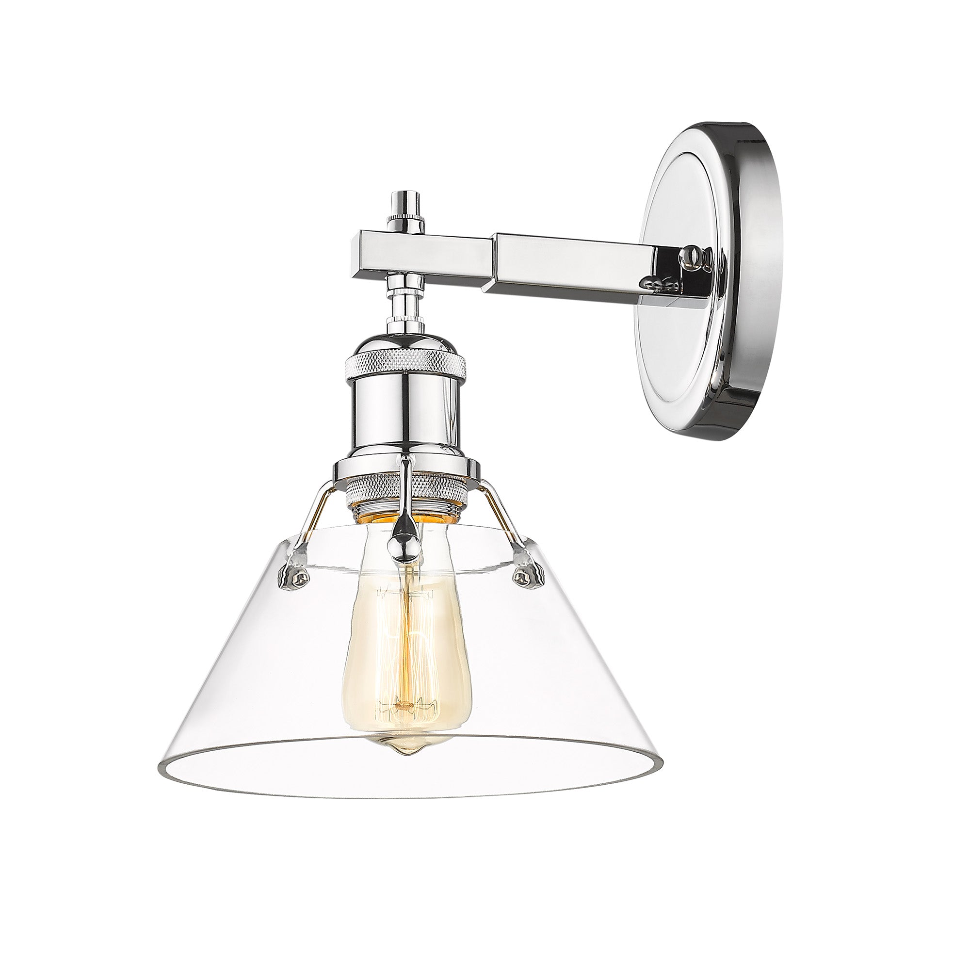 Orwell 1-Light Bath Vanity in Chrome with Clear Glass - Default Title - Golden Lighting