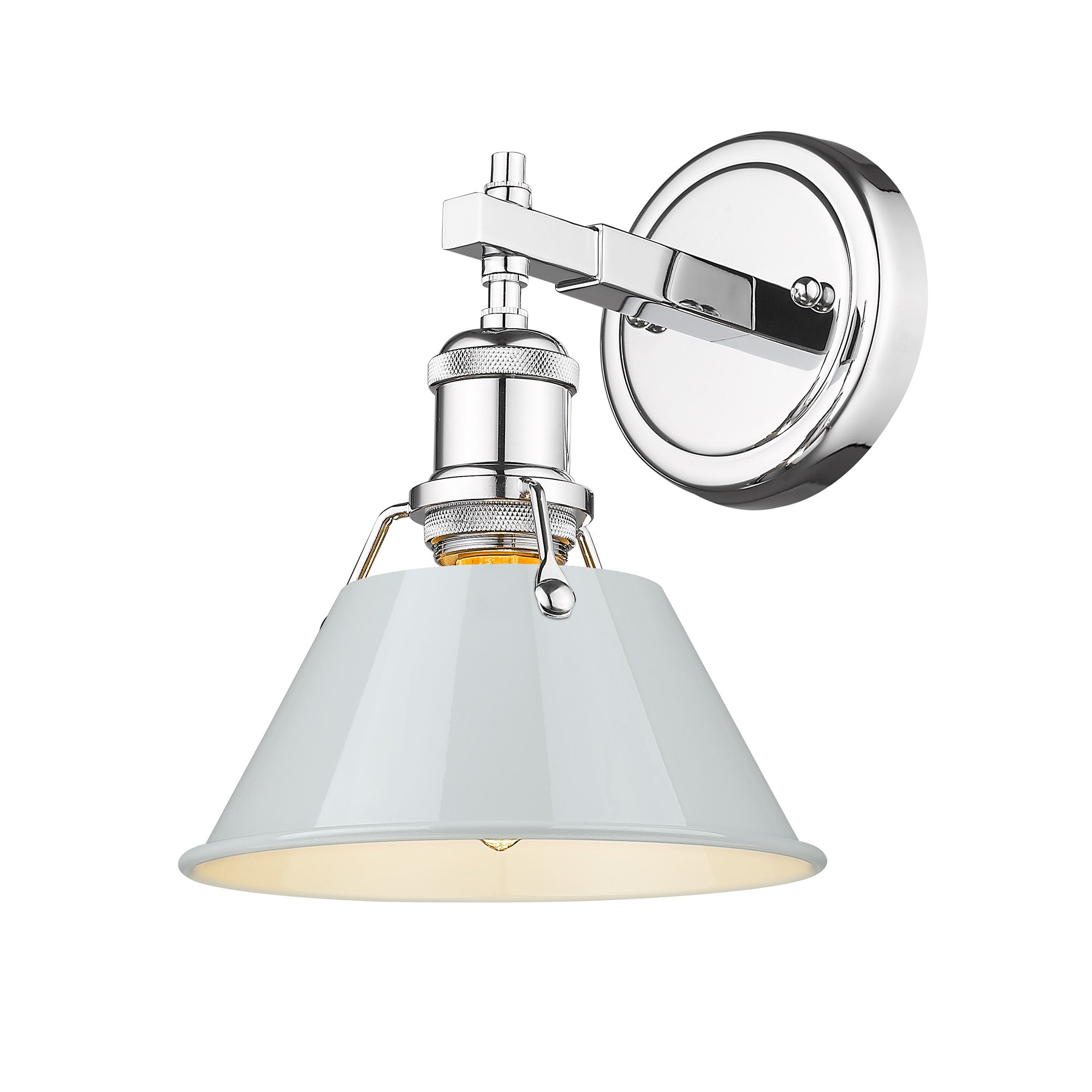 Orwell 1-Light Bath Vanity in Chrome with Dusky Blue - - Golden Lighting