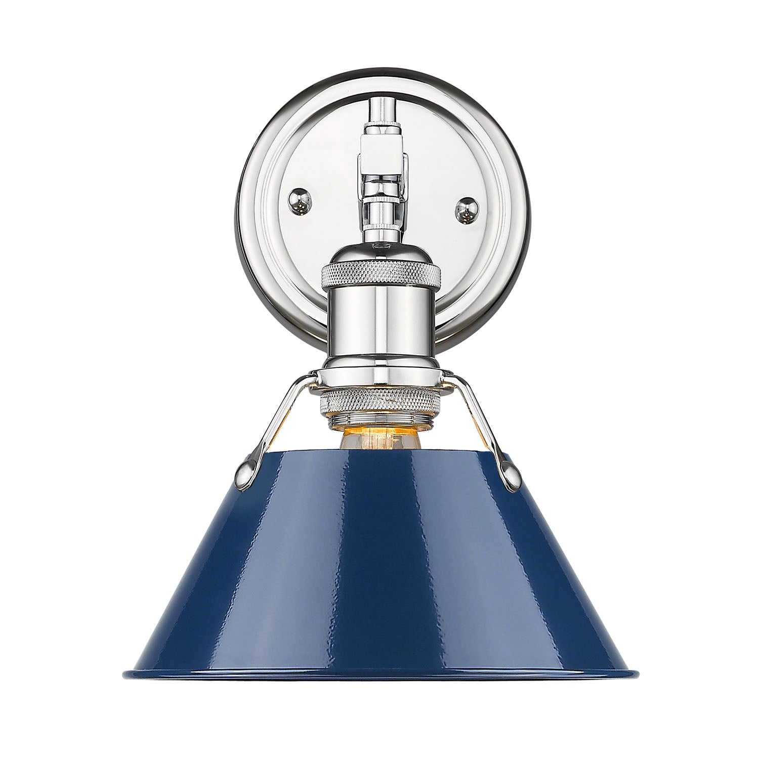 Orwell 1-Light Bath Vanity in Chrome with Matte Navy - - Golden Lighting