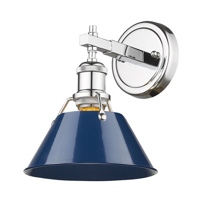 Orwell 1-Light Bath Vanity in Chrome with Matte Navy - Chrome / Matte Navy / Blue - Golden Lighting