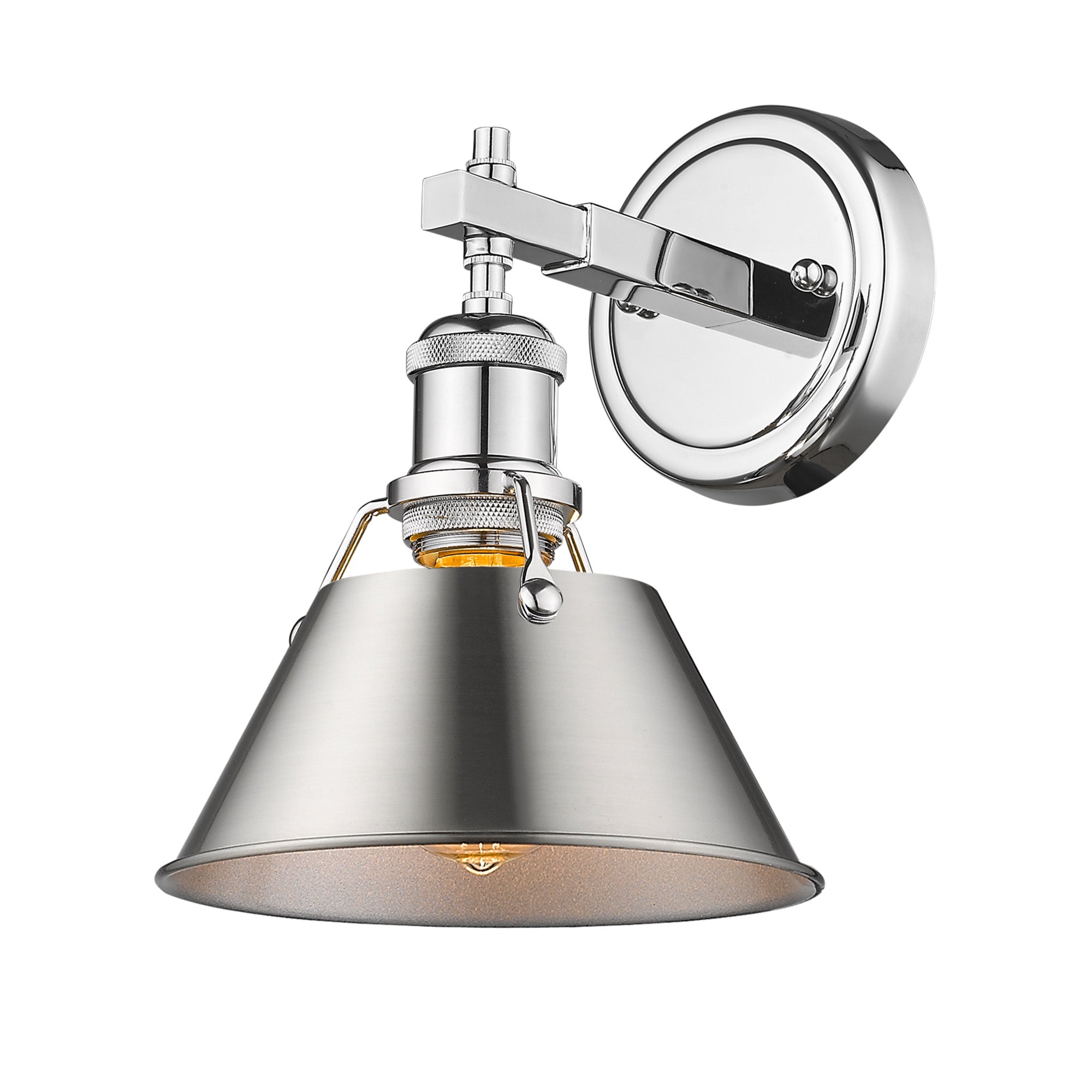 Orwell 1-Light Bath Vanity in Chrome with Pewter - Chrome / Pewter / Silver - Golden Lighting