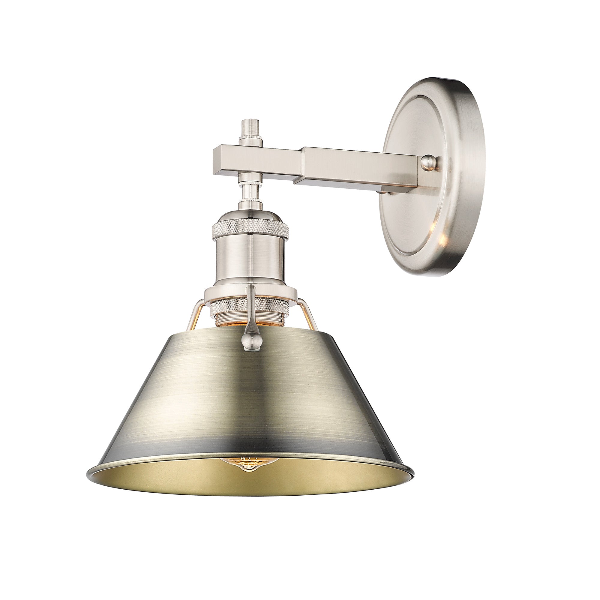 Orwell 1-Light Bath Vanity in Pewter with Aged Brass - Pewter / Aged Brass / Gold - Golden Lighting