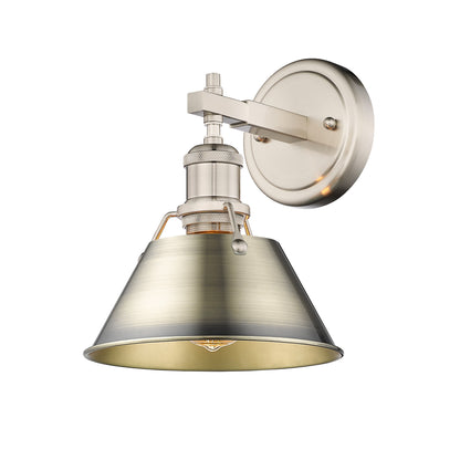 Orwell 1-Light Bath Vanity in Pewter with Aged Brass - - Golden Lighting