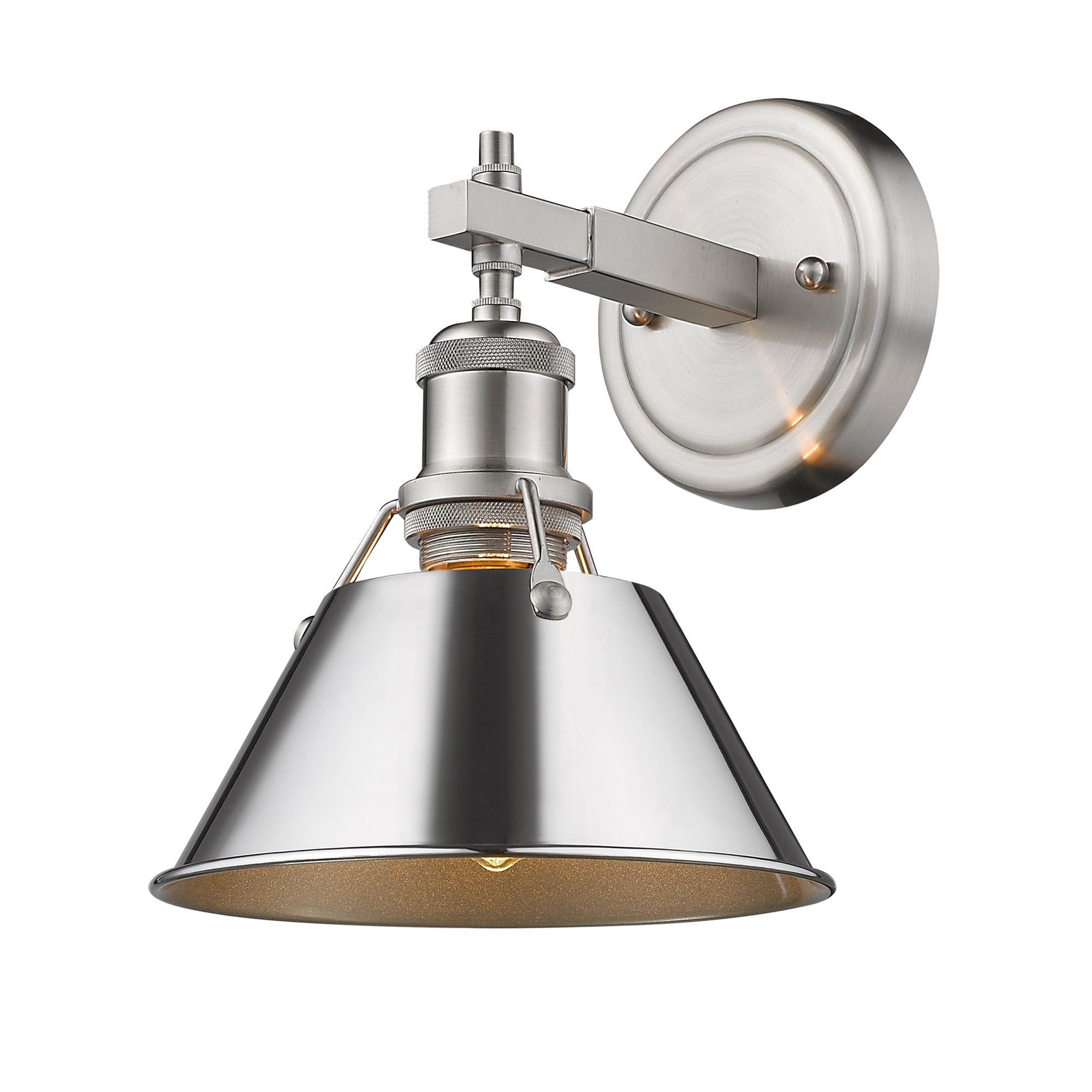 Orwell 1-Light Bath Vanity in Pewter with Chrome - Pewter / Chrome / Silver - Golden Lighting