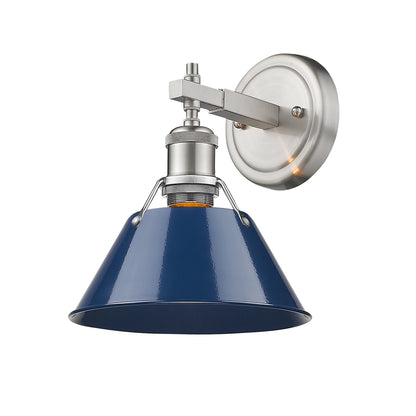 Orwell 1-Light Bath Vanity in Pewter with Matte Navy - Pewter / Matte Navy / Blue - Golden Lighting