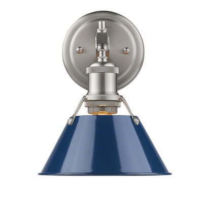 Orwell 1-Light Bath Vanity in Pewter with Matte Navy - - Golden Lighting