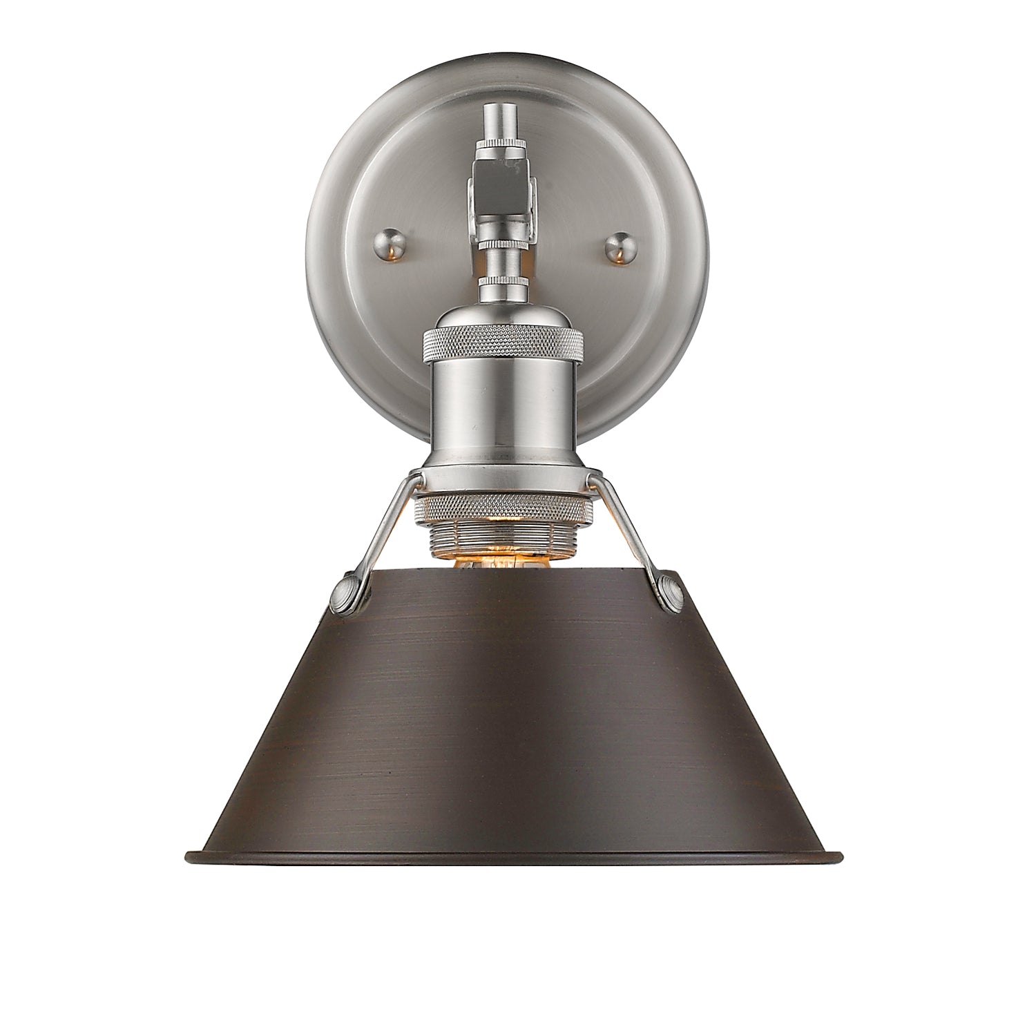 Orwell 1-Light Bath Vanity in Pewter with Rubbed Bronze - - Golden Lighting