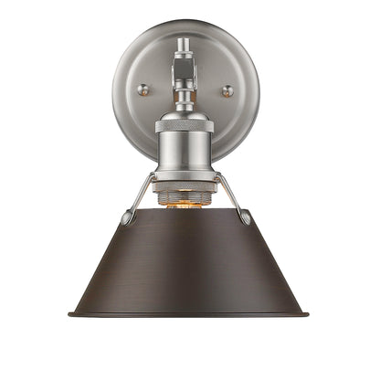 Orwell 1-Light Bath Vanity in Pewter with Rubbed Bronze - - Golden Lighting