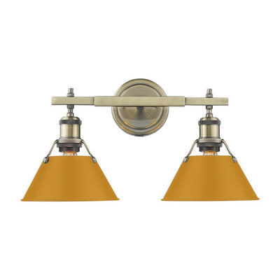 Yep by Golden Lighting Orwell 2-light Vanity in Aged Brass and Auric Yellow shade - - Golden Lighting