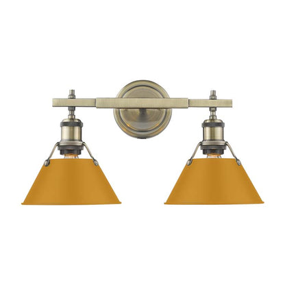 Yep by Golden Lighting Orwell 2-light Vanity in Aged Brass and Auric Yellow shade - - Golden Lighting