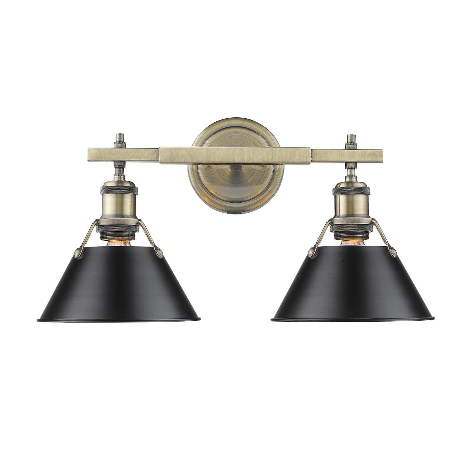 Yep by Golden Lighting Orwell 2-light Vanity in Aged Brass and Matte Black shade - - Golden Lighting