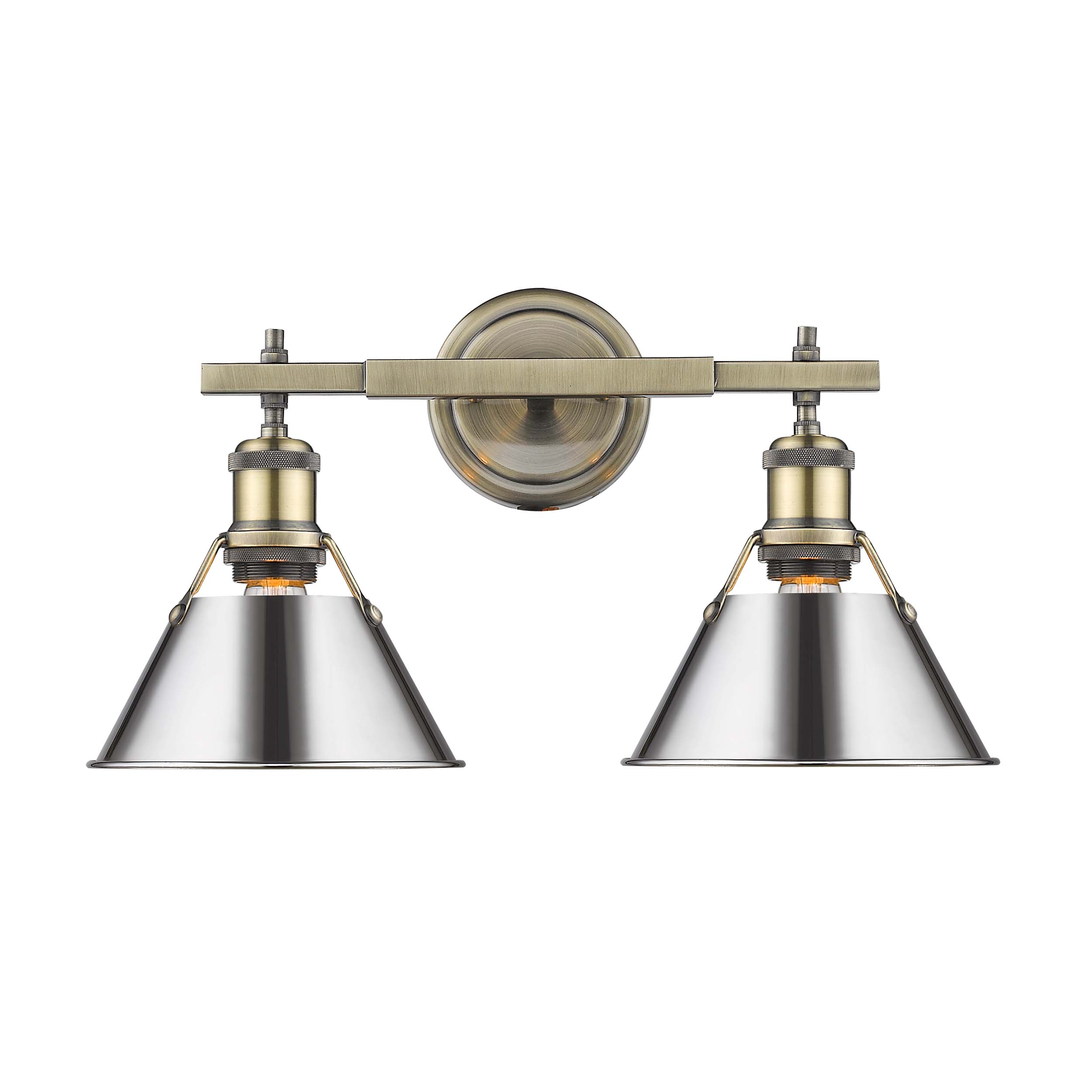 Yep by Golden Lighting Orwell 2-light Vanity in Aged Brass and Chrome shade - - Golden Lighting
