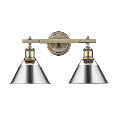 Yep by Golden Lighting Orwell 2-light Vanity in Aged Brass and Chrome shade - - Golden Lighting
