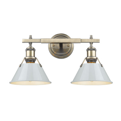 Yep by Golden Lighting Orwell 2-light Vanity in Aged Brass and Dusky Blue shade - - Golden Lighting