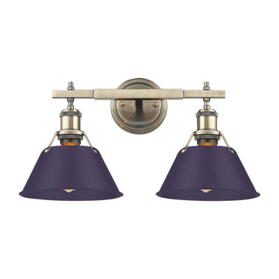 Yep by Golden Lighting Orwell 2-light Vanity in Aged Brass and Exotic Purple shade - - Golden Lighting