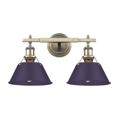 Yep by Golden Lighting Orwell 2-light Vanity in Aged Brass and Exotic Purple shade - - Golden Lighting