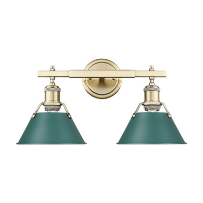 Yep by Golden Lighting Orwell 2-light Vanity in Aged Brass and Pine Green shade - - Golden Lighting