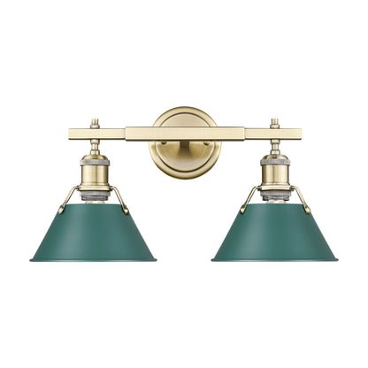 Yep by Golden Lighting Orwell 2-light Vanity in Aged Brass and Pine Green shade - - Golden Lighting