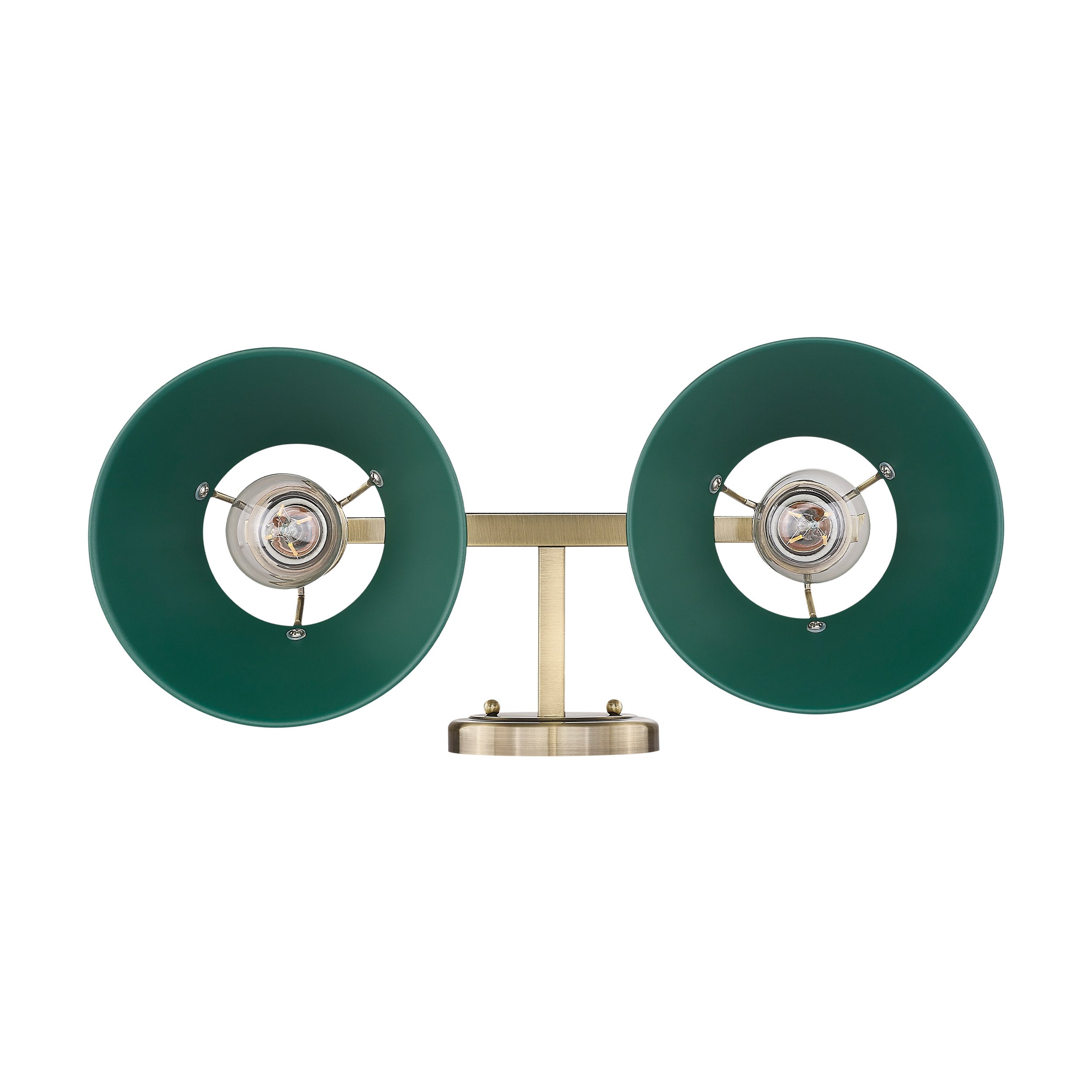 Yep by Golden Lighting Orwell 2-light Vanity in Aged Brass and Pine Green shade - - Golden Lighting
