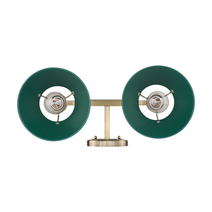 Yep by Golden Lighting Orwell 2-light Vanity in Aged Brass and Pine Green shade - - Golden Lighting