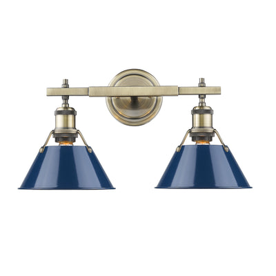 Yep by Golden Lighting Orwell 2-light Vanity in Aged Brass and Navy Blue shade - - Golden Lighting