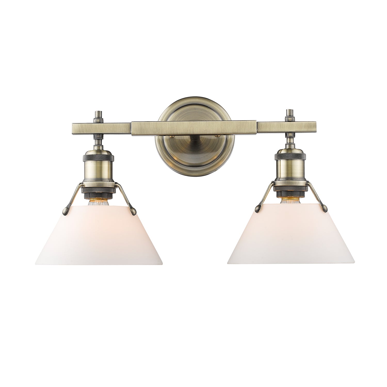 Yep by Golden Lighting Orwell 2-light Vanity in Aged Brass and Opal Glass - - Golden Lighting