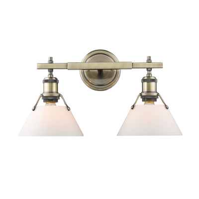 Yep by Golden Lighting Orwell 2-light Vanity in Aged Brass and Opal Glass - - Golden Lighting