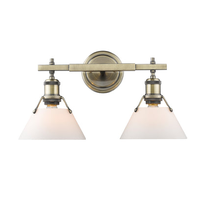Yep by Golden Lighting Orwell 2-light Vanity in Aged Brass and Opal Glass - - Golden Lighting