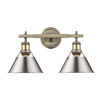Yep by Golden Lighting Orwell 2-light Vanity in Aged Brass and Pewter shade - - Golden Lighting
