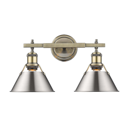 Yep by Golden Lighting Orwell 2-light Vanity in Aged Brass and Pewter shade - - Golden Lighting