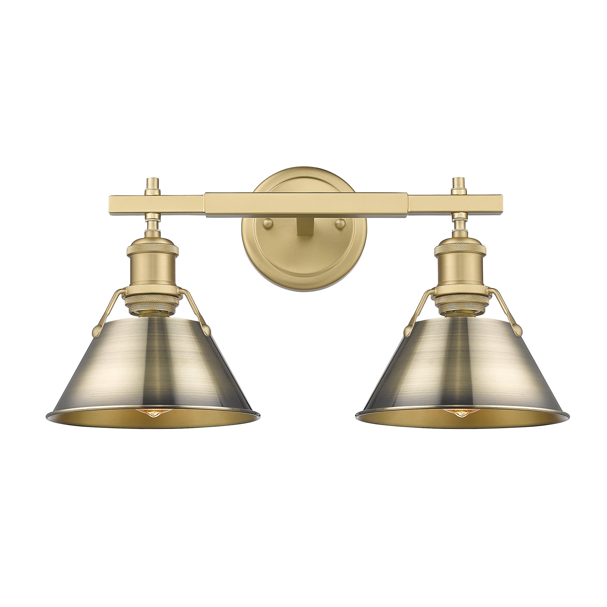 Yep by Golden Lighting Orwell 2-light Vanity in Brushed Champagne Brass and Aged Brass shade - - Golden Lighting