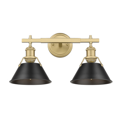 Yep by Golden Lighting Orwell 2-light Vanity in Brushed Champagne Brass and Matte Black shade - - Golden Lighting
