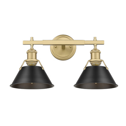 Yep by Golden Lighting Orwell 2-light Vanity in Brushed Champagne Brass and Matte Black shade - - Golden Lighting
